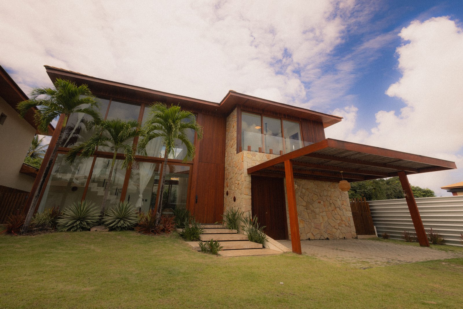 Illustrative contemporary home surrounded by greenery